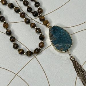 Tiger Eye Druzy Necklace